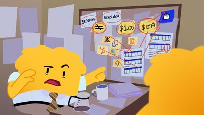 AI customer service pricing comparison data with Hay mascot Bale analysing vendor costs across 40 ecommerce scenarios