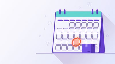 Refund denied email templates illustrated by a calendar page with one date circled and a parcel sitting just past it